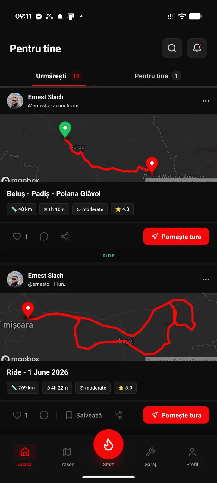 Feedul comunității, cu turele altor motocicliști
